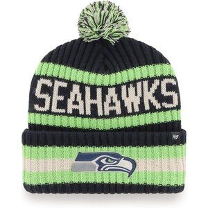 NFL Green Name Seattle Seahawks Knit Beanie Hat Adult Blue White 47' Brand